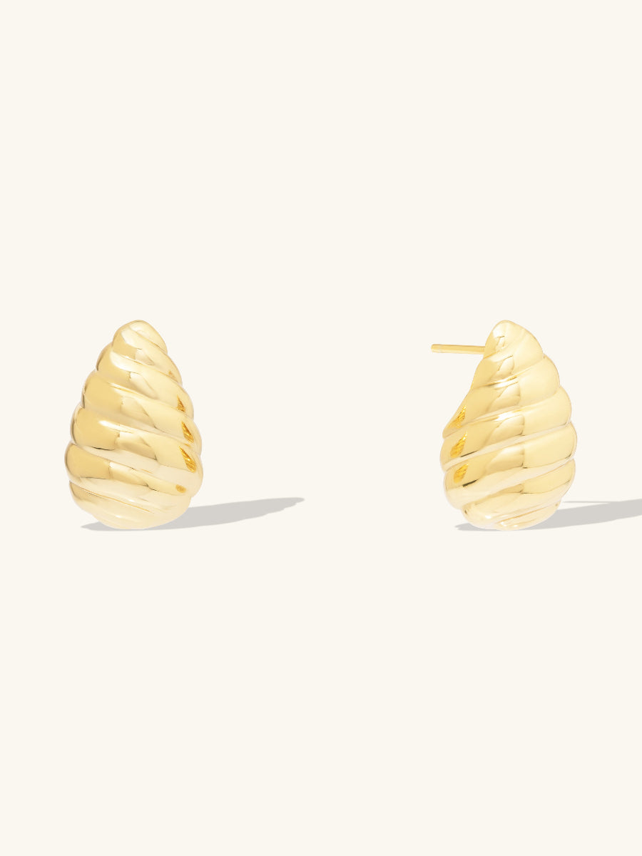 Teardrop Seashell Gold 20mm Stud Earrings | Wanderlust + Co