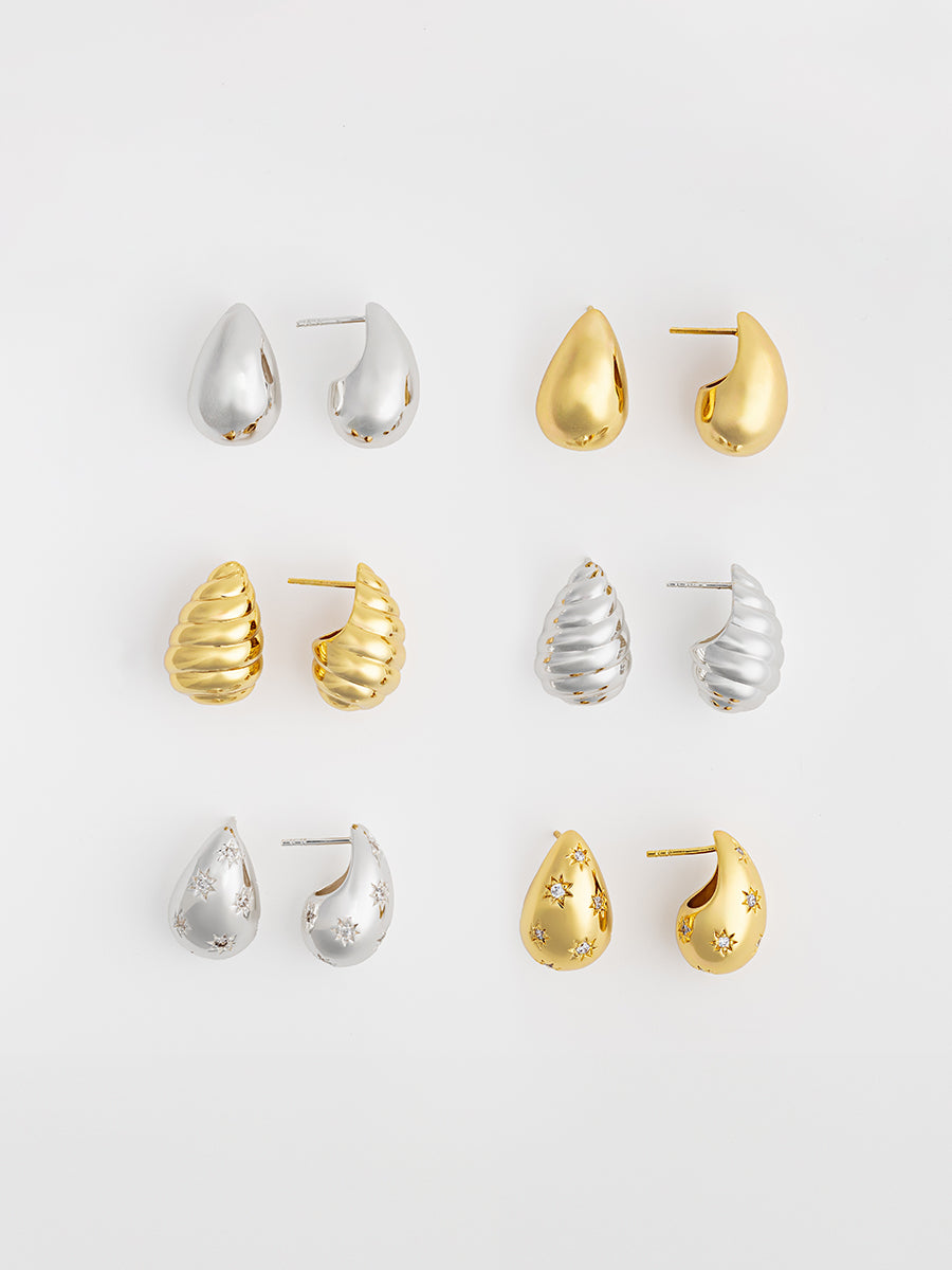 Teardrop Seashell Silver 20mm Stud Earrings | Wanderlust + Co