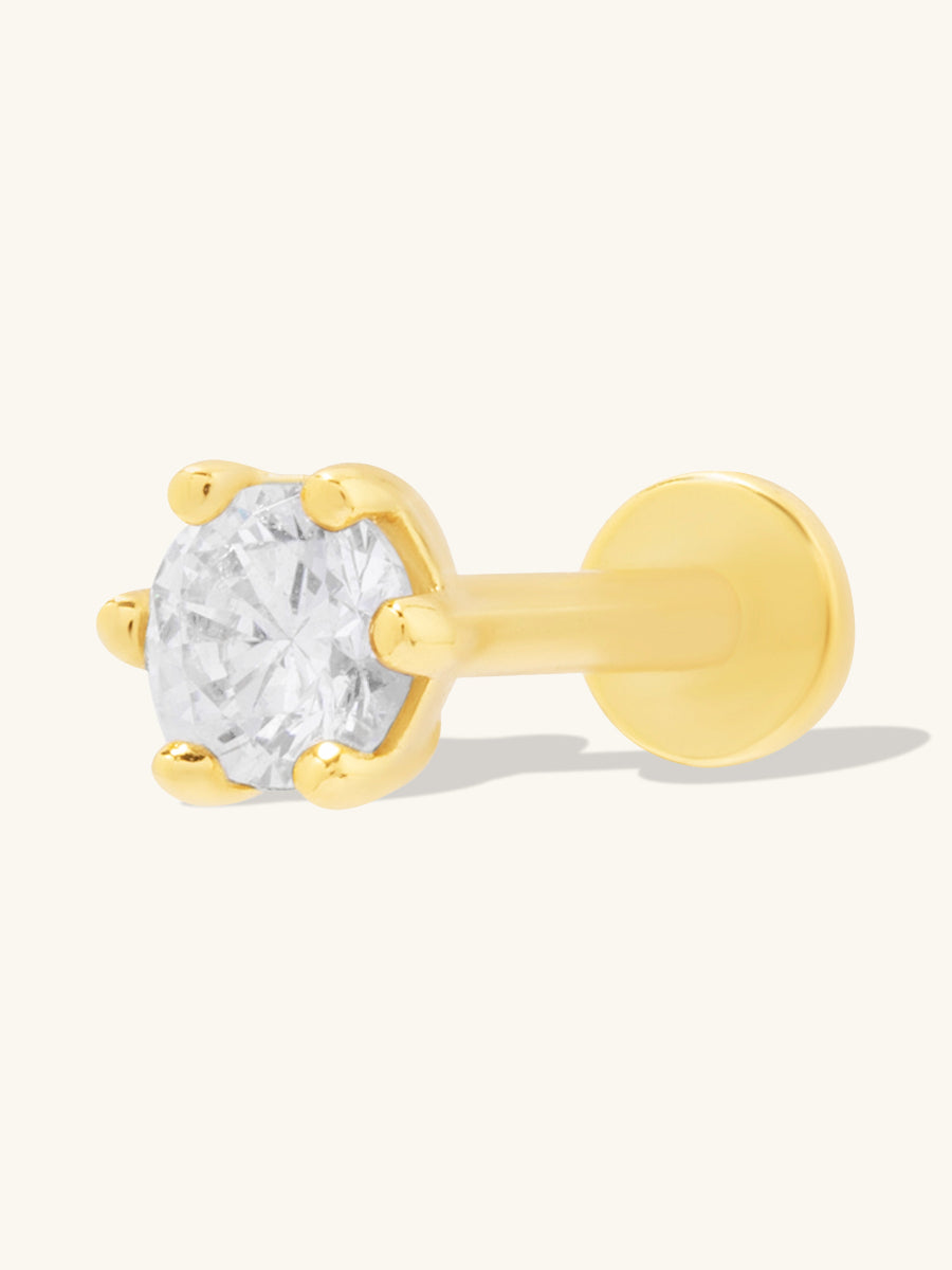 Brilliant Gold 3mm Flat Back Earring | Wanderlust + Co