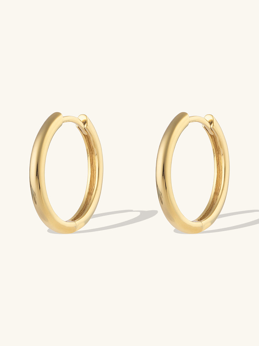 Eternity 14K Solid Gold 17mm Huggie Earrings | Wanderlust + Co