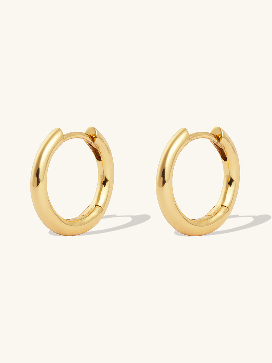 Eternity 14K Solid Gold 10mm Huggie Earrings | Wanderlust + Co