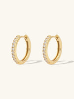 Classic Pave Gold 10mm Huggie Earrings