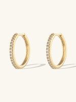 Classic Pave Gold 17mm Hoop Earrings