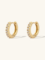 Classic Pave Gold 7mm Huggie Earrings