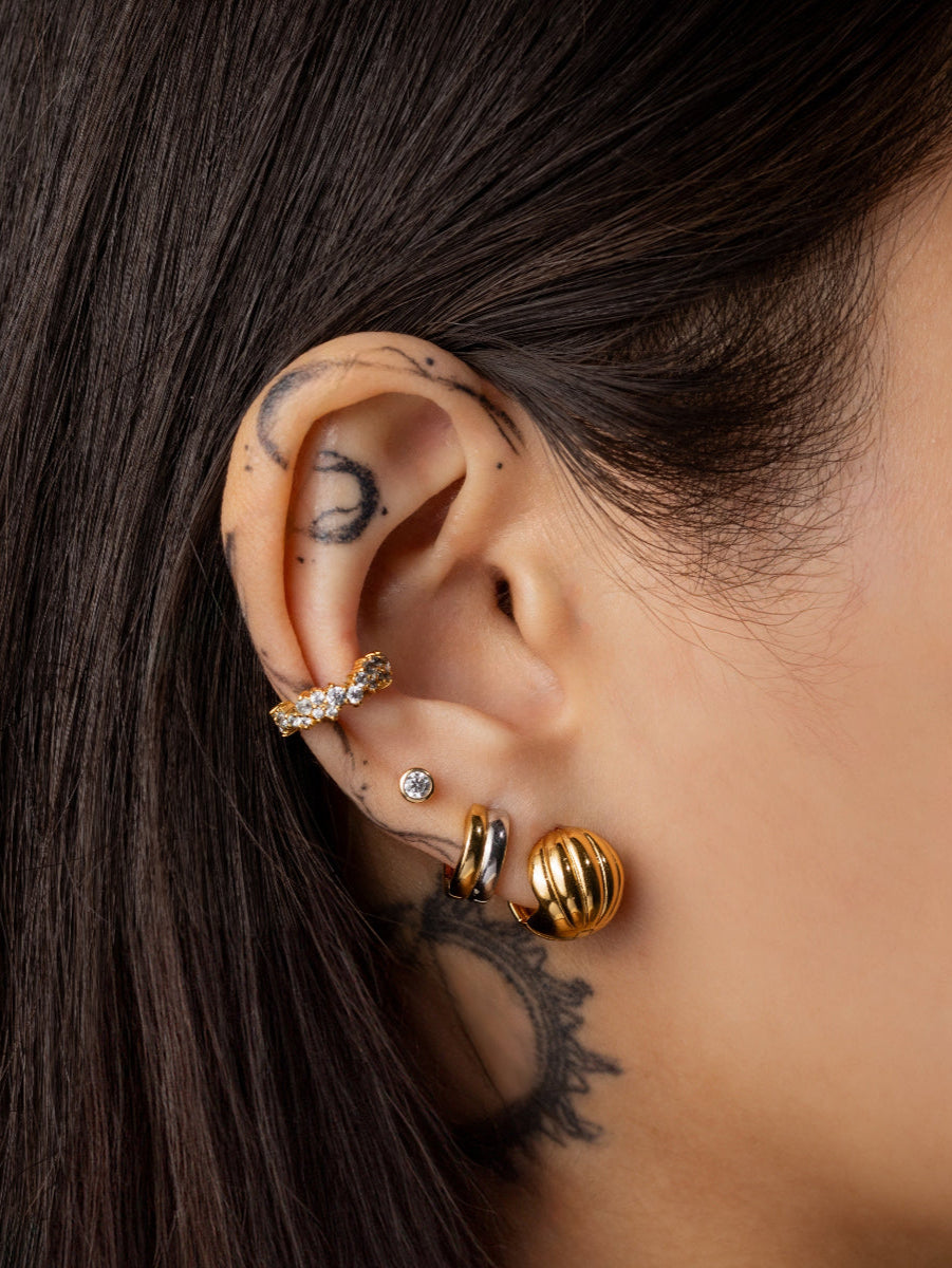 Dome Ripple Gold 11mm Earrings | Wanderlust + Co