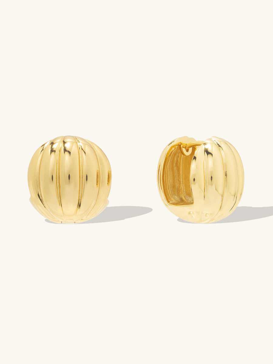 Dome Ripple Gold 20mm Earrings | Wanderlust + Co