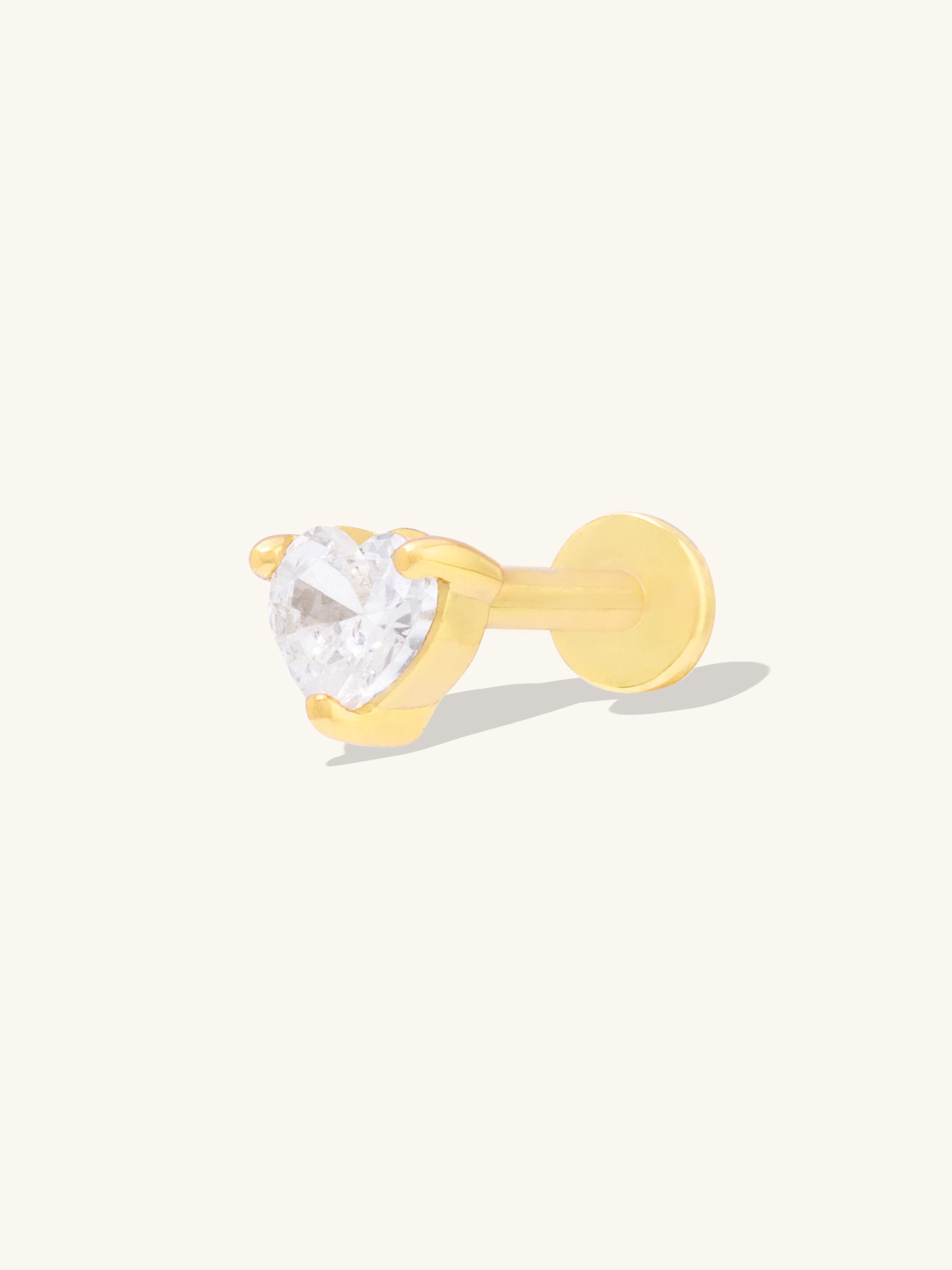 Heart Gold 3mm Flat Back Earring