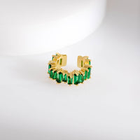Jagged Baguette Emerald & Gold 9mm Ear Cuff | Wanderlust + Co