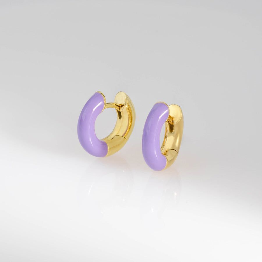 Top Lavender Jade Huggy Earrings set in Solid 14K Gold