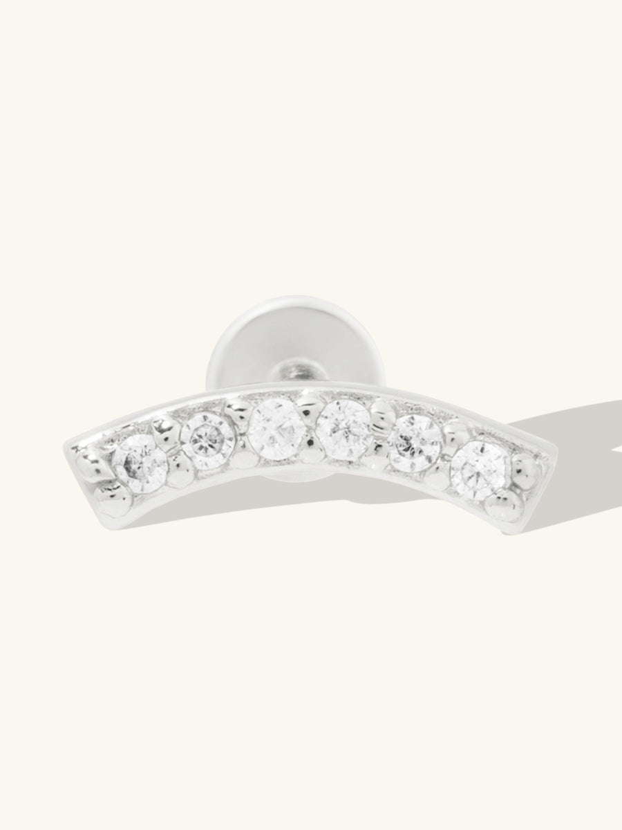 Pave Curve Silver Flat Back Earring | Wanderlust + Co