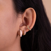 Blush Enamel Aura Gold 9mm Huggie  Earrings | Wanderlust + Co