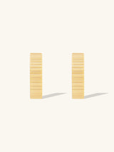 Ribbed Bar Gold 10mm Huggie Earrings | Wanderlust + Co