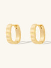 Ribbed Bar Gold 10mm Huggie Earrings