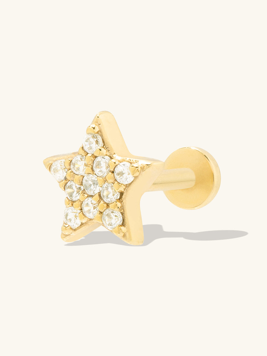 Star Pave Gold Flat Back Earring | Wanderlust + Co