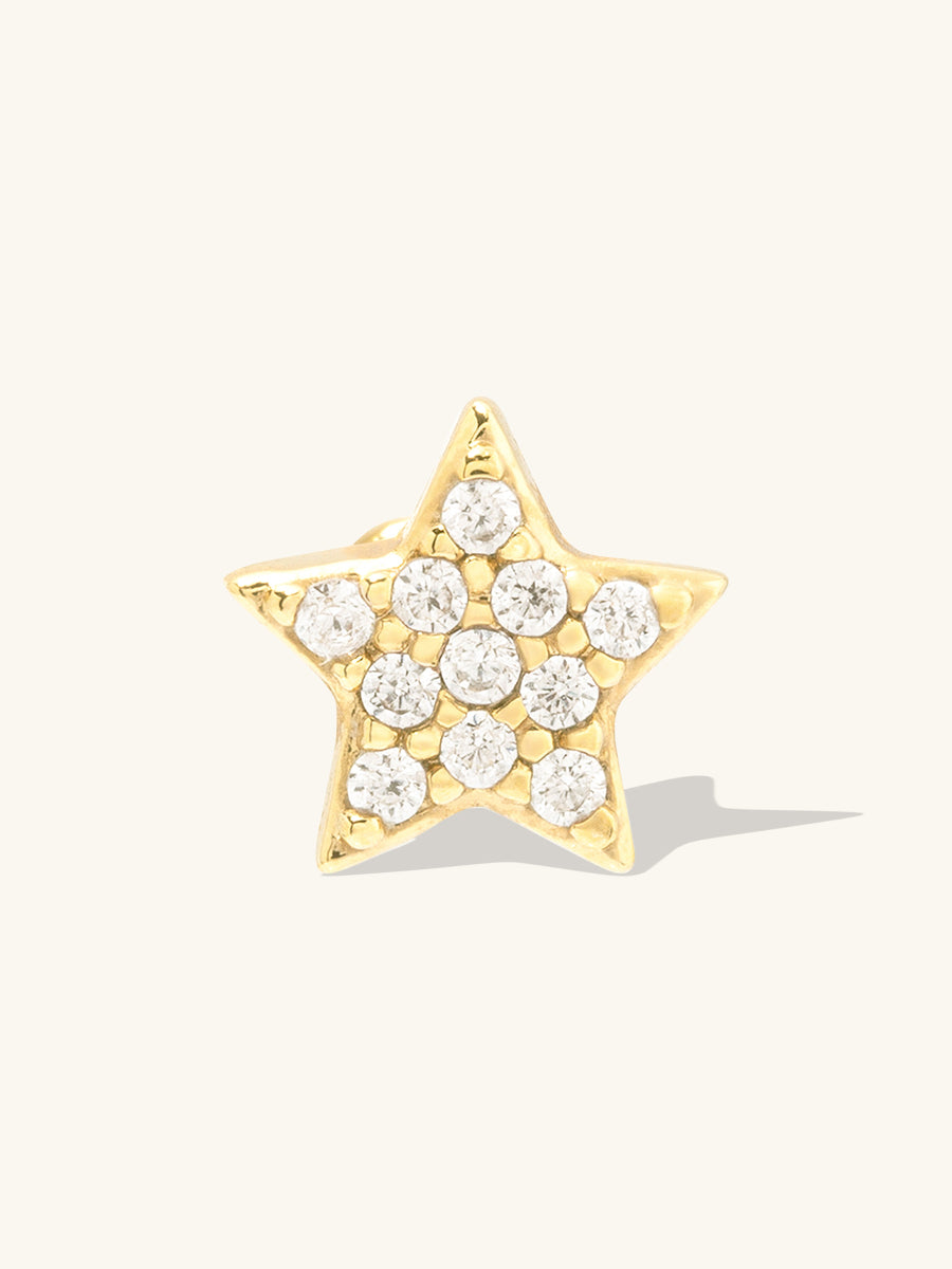 Star Pave Gold Flat Back Earring | Wanderlust + Co