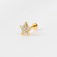 Star Pave Gold Flat Back Earring | Wanderlust + Co