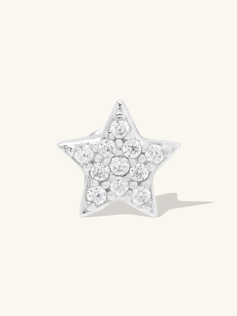 Star Pave Silver Flat Back Earring | Wanderlust + Co