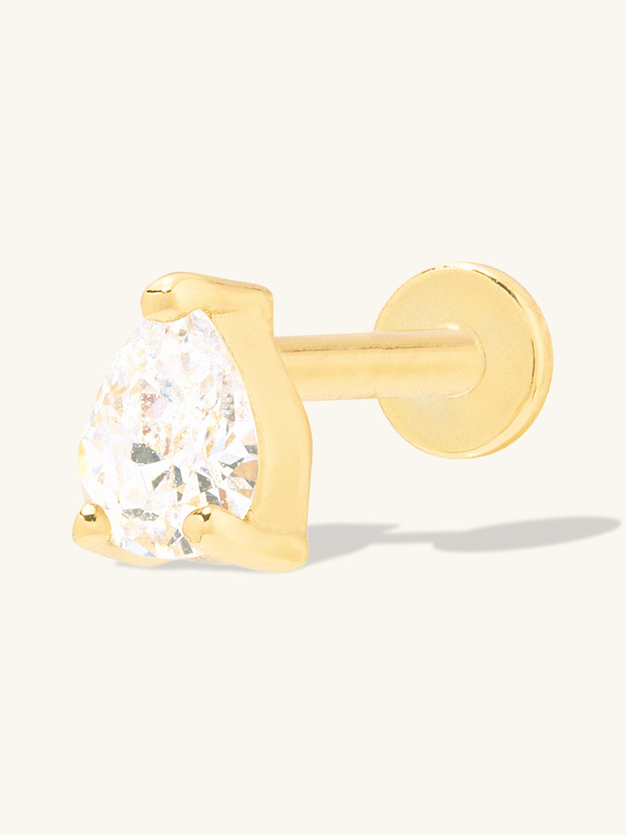 Teardrop Gold 3mm Flat Back Earring | Wanderlust + Co