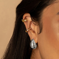 Teardrop Seashell Silver 20mm Stud Earrings | Wanderlust + Co