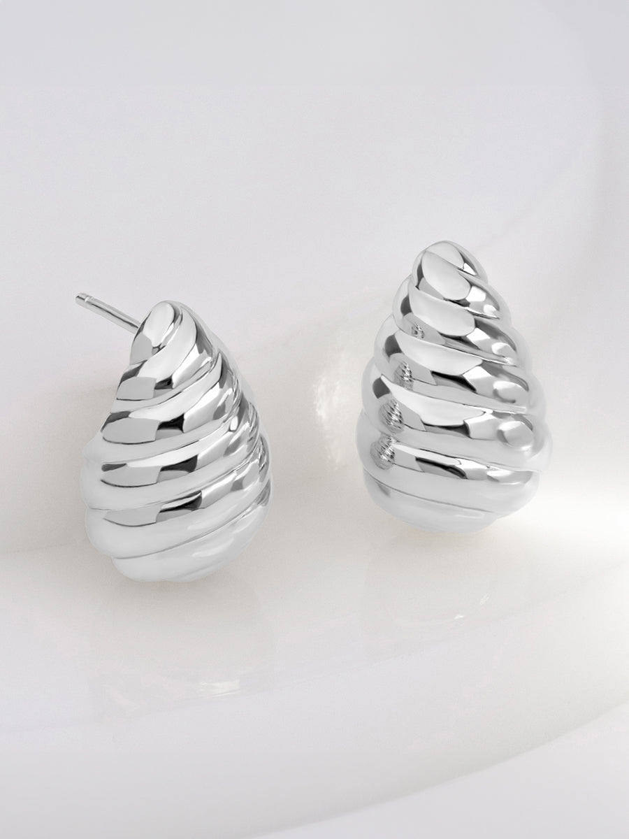 Teardrop Seashell Silver 20mm Stud Earrings | Wanderlust + Co