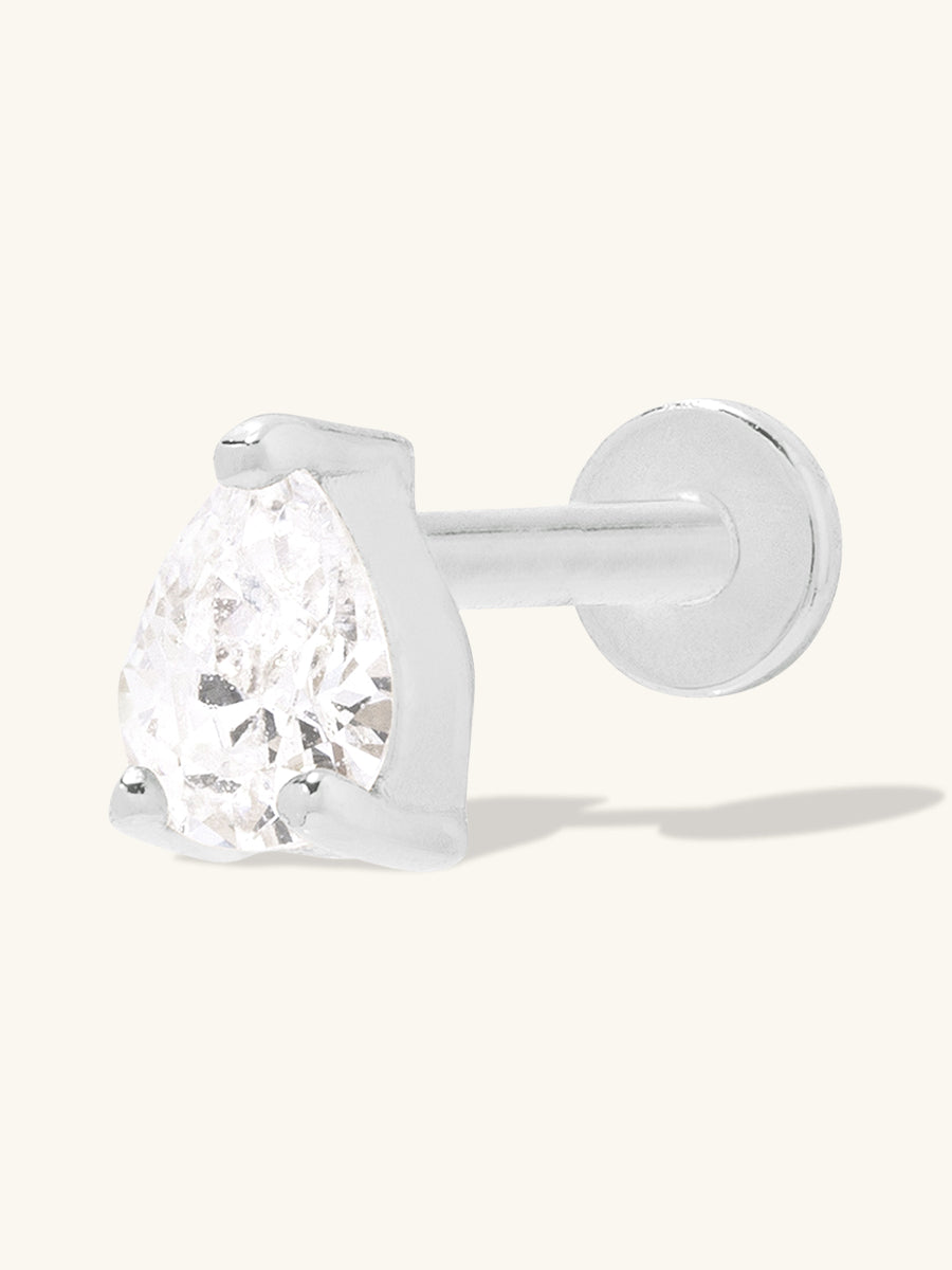 Teardrop Silver 3mm Flat Back Earring | Wanderlust + Co