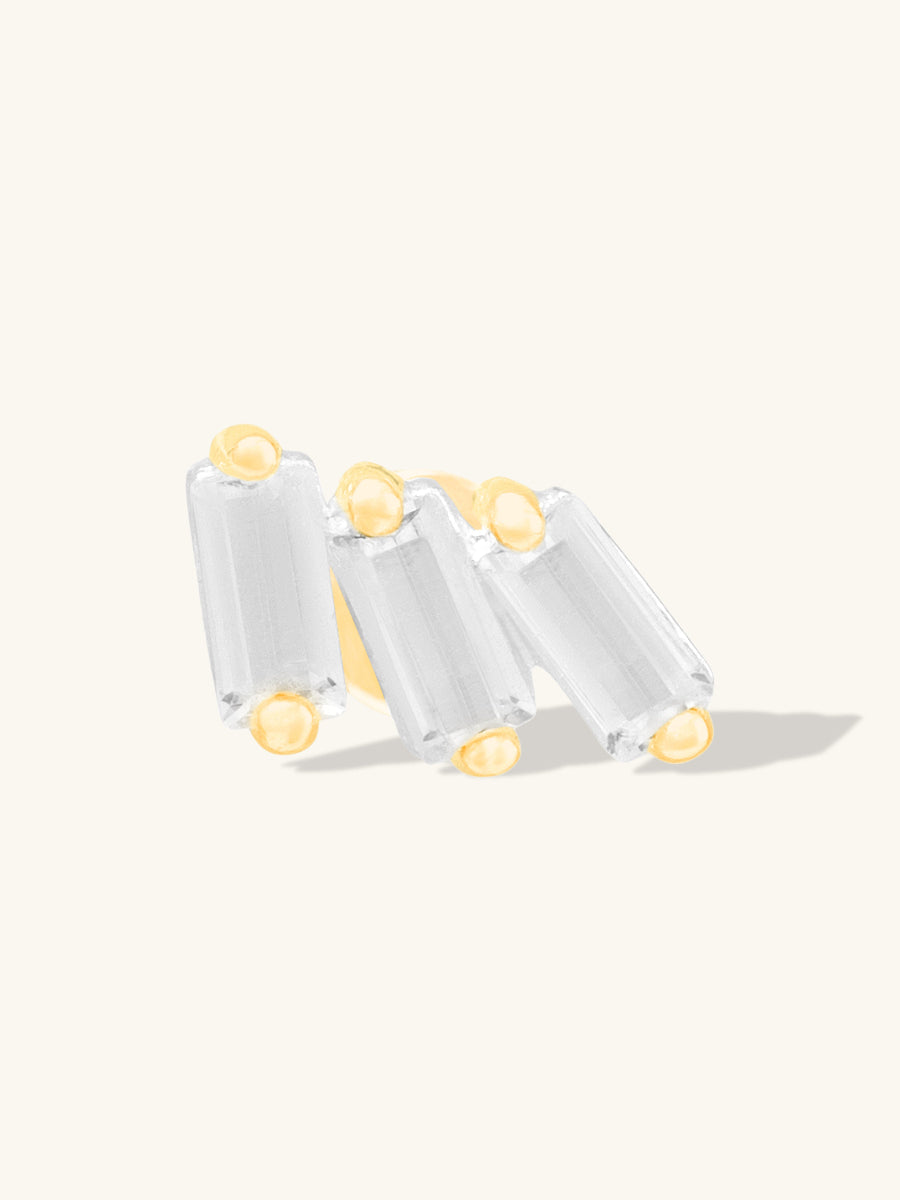 Trio Baguette Gold Flat Back Earring | Wanderlust + Co