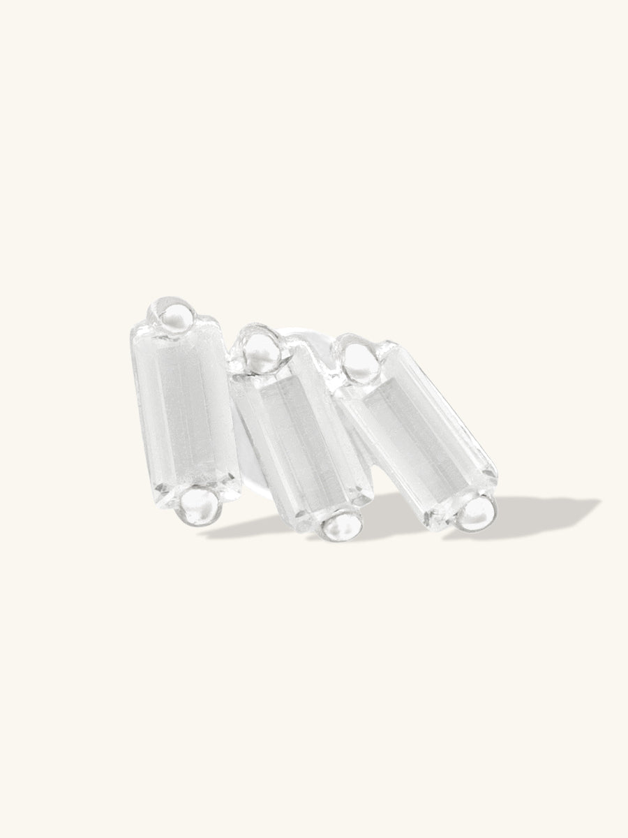 Trio Baguette Silver Flat Back Earring | Wanderlust + Co