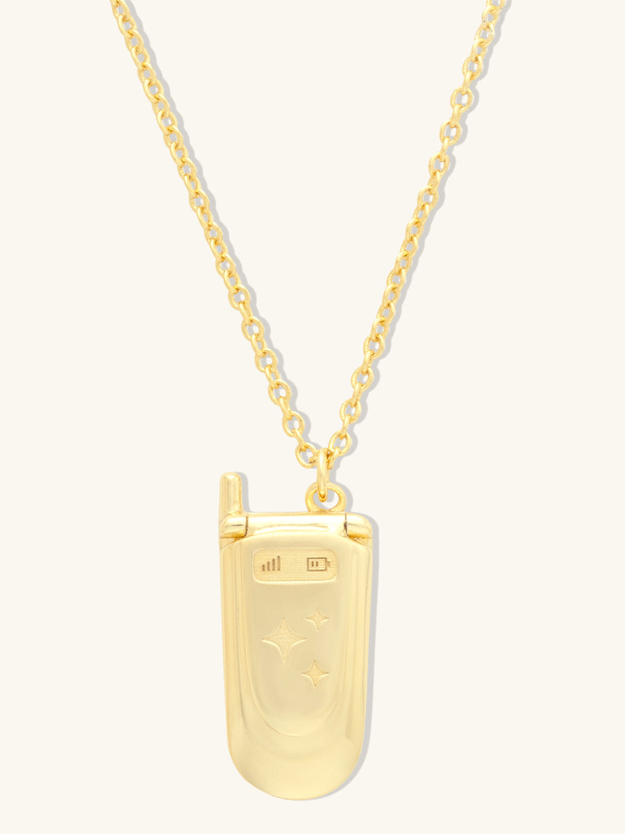 Flip Phone Gold Locket Necklace | Wanderlust + Co