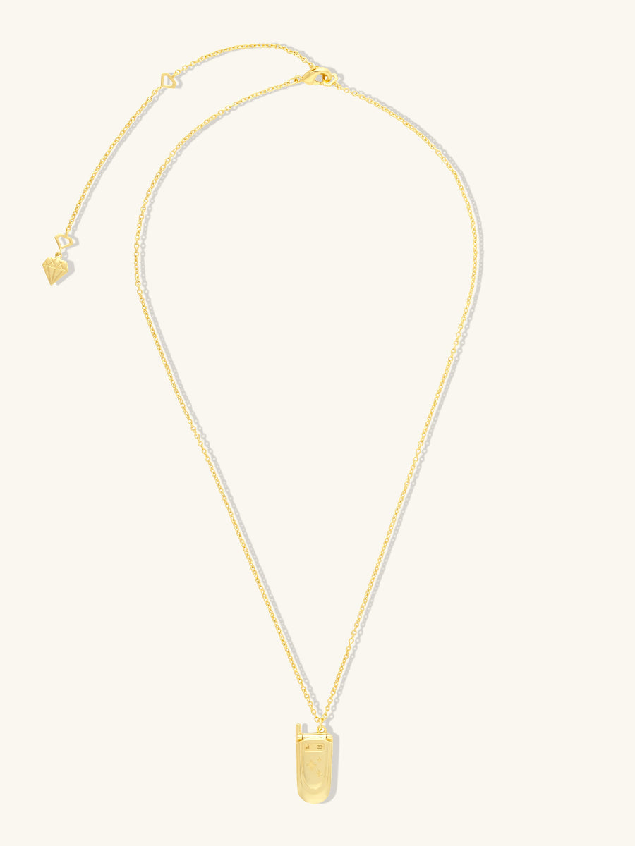 Flip Phone Gold Locket Necklace | Wanderlust + Co