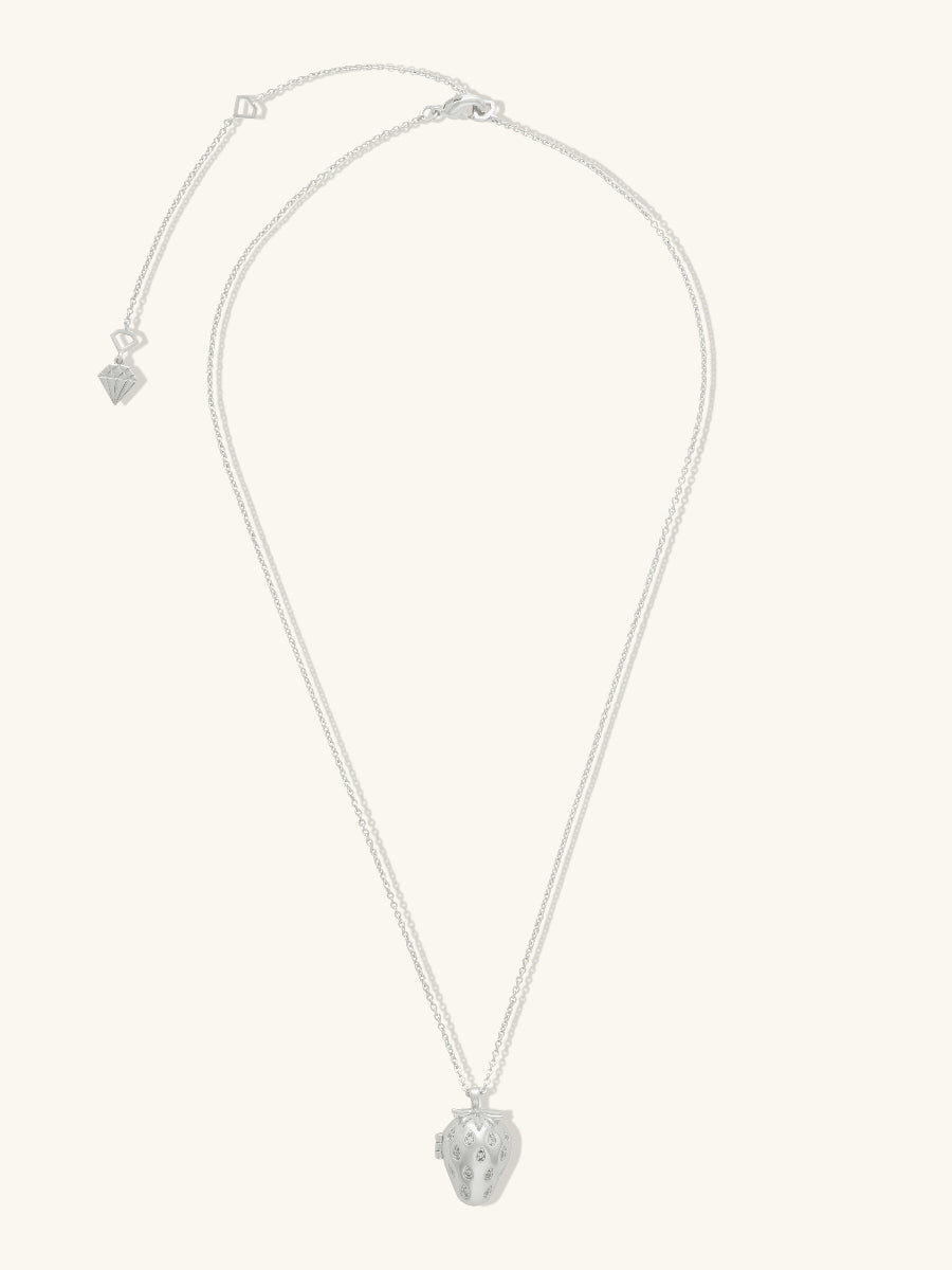 Strawberry Silver Locket Necklace | Wanderlust + Co
