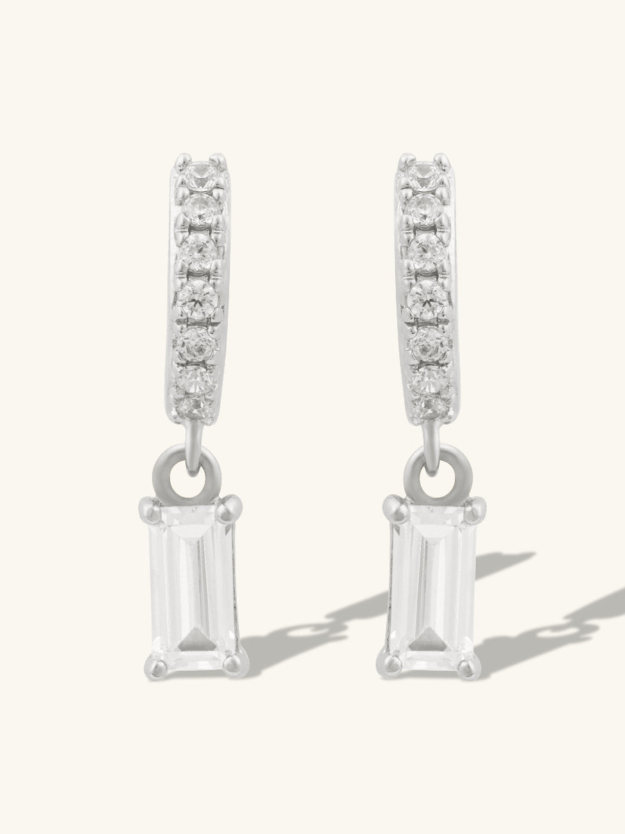 Baguette Silver Baby Huggie Earrings | Wanderlust + Co