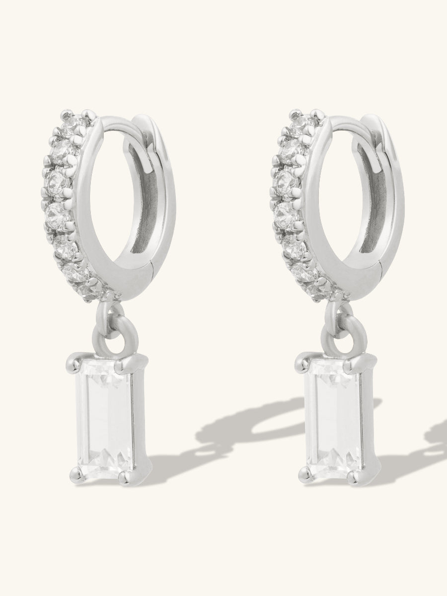 Baguette Silver Baby Huggie Earrings | Wanderlust + Co