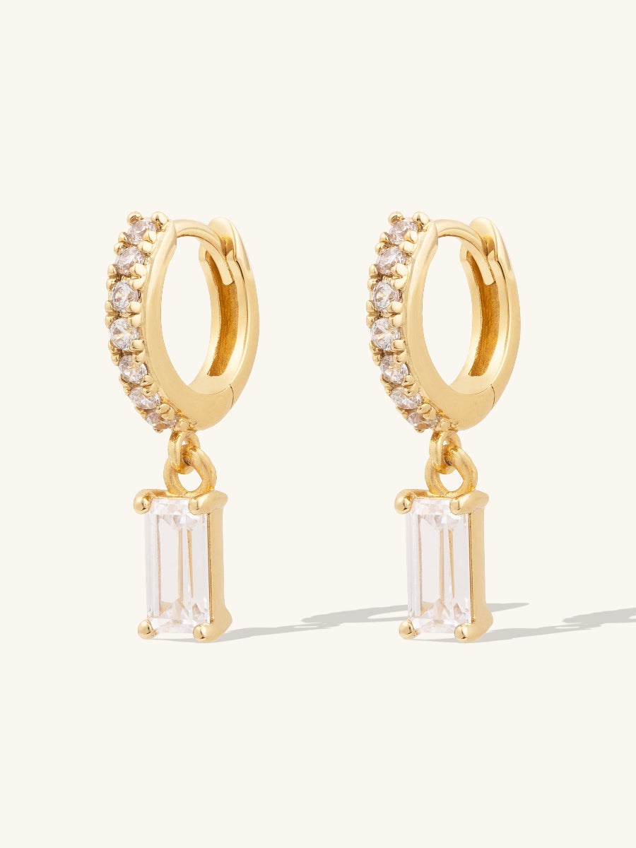 Baguette Gold Baby Huggie Earrings | Wanderlust + Co