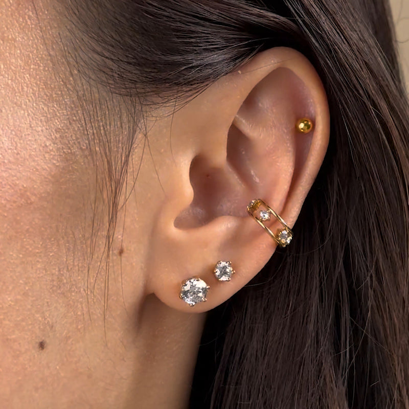 4mm Silver Surgical Steel Sparkling Crystal Ear Piercing Stud Earrings |  eBay