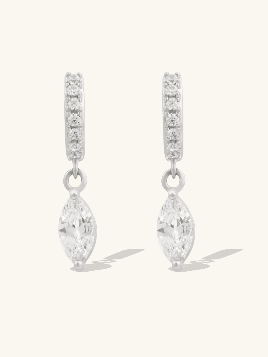 Marquise Silver Baby Huggie Earrings | Wanderlust + Co