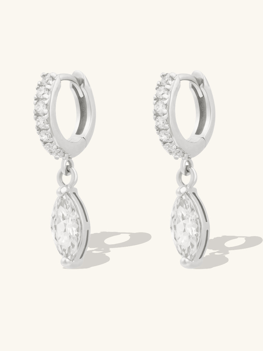 Marquise Silver Baby Huggie Earrings | Wanderlust + Co