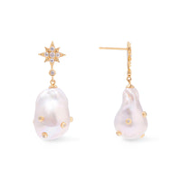Gem Pearl Baroque 14K Gold Vermeil Earrings | Wanderlust + Co