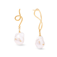 Gem Pearl Baroque 14K Gold Vermeil Flow Earrings | Wanderlust + Co