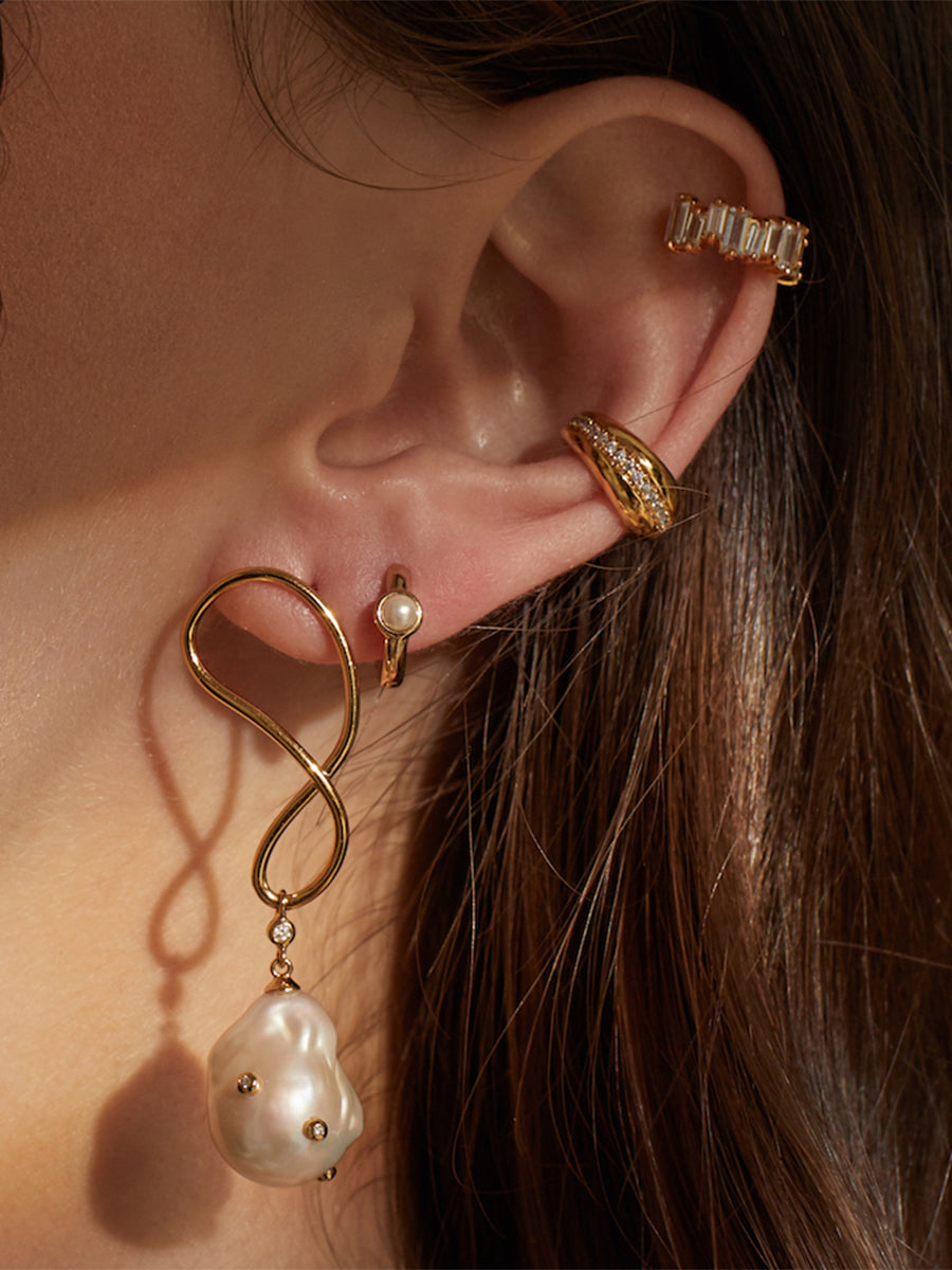 Gem Pearl Baroque 14K Gold Vermeil Flow Earrings | Wanderlust + Co