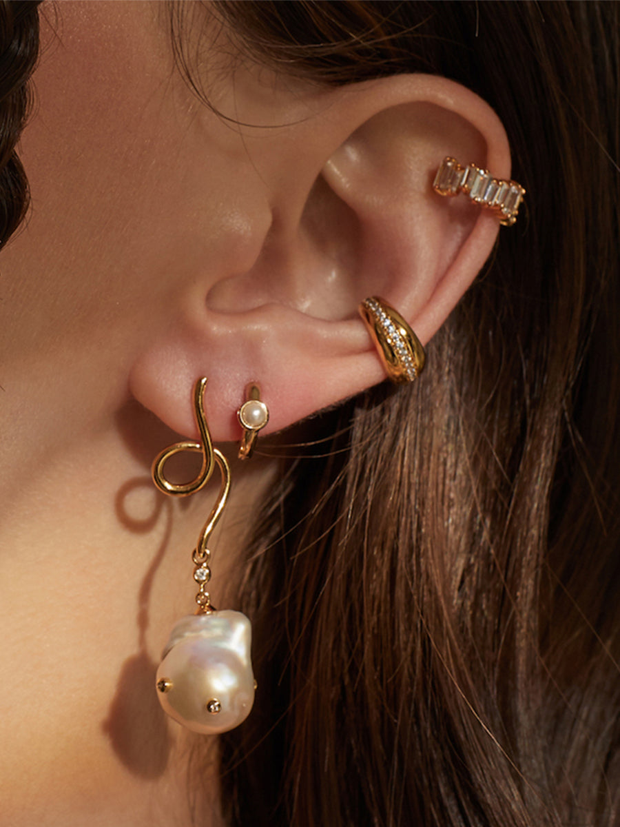 Gem Pearl Baroque 14K Gold Vermeil Flow Earrings | Wanderlust + Co
