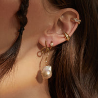 Gem Pearl Baroque 14K Gold Vermeil Flow Earrings | Wanderlust + Co 