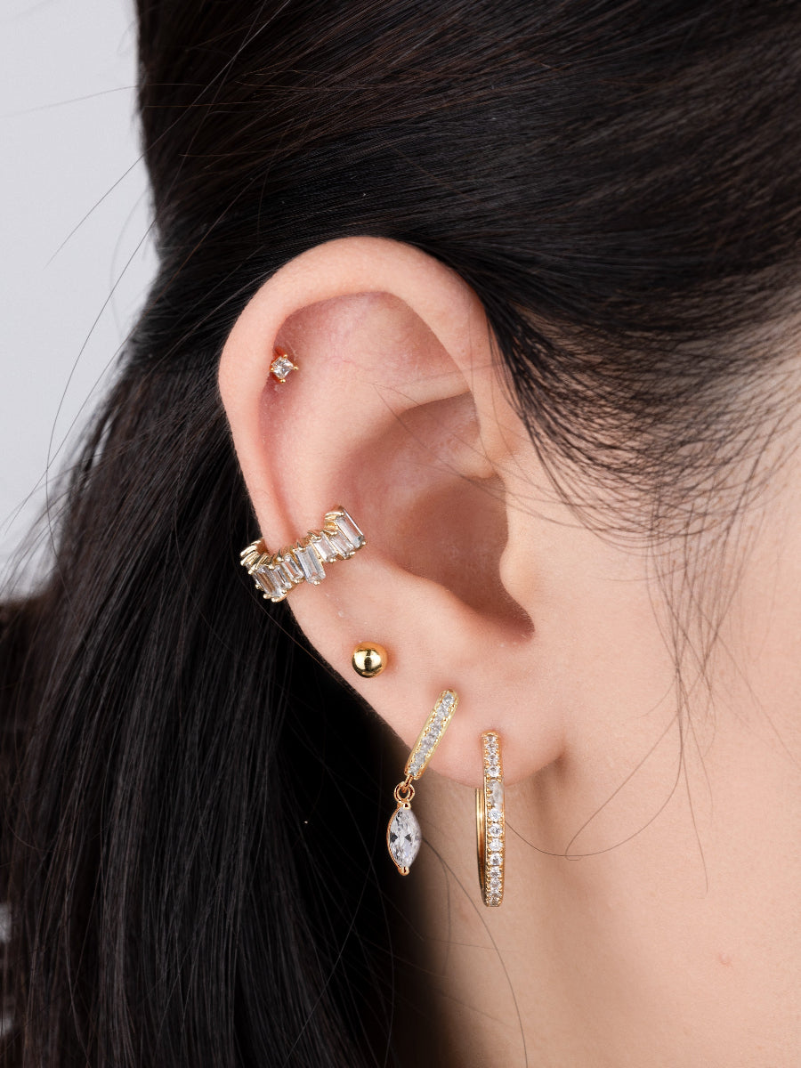 Marquise Gold Baby Huggie Earrings | Wanderlust + Co