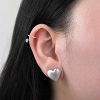 Bubble Heart Silver Stud Earrings | Wanderlust + Co