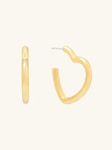 Hailey Heart Gold Hoop Earrings | Wanderlust + Co