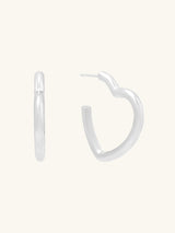 Hailey Heart Silver Hoop Earrings | Wanderlust + Co