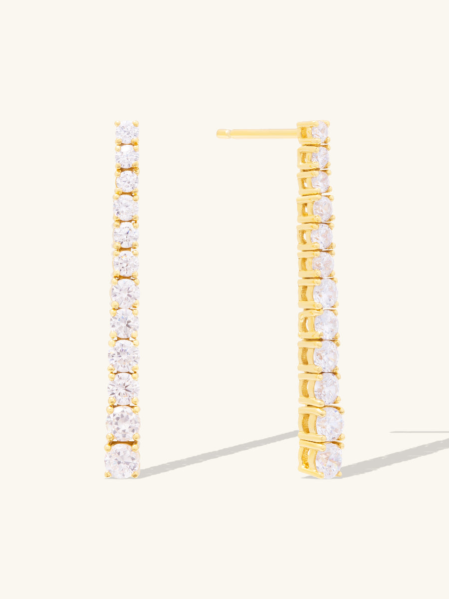 Pave 14K Gold Vermeil Tennis Earrings | Wanderlust + Co