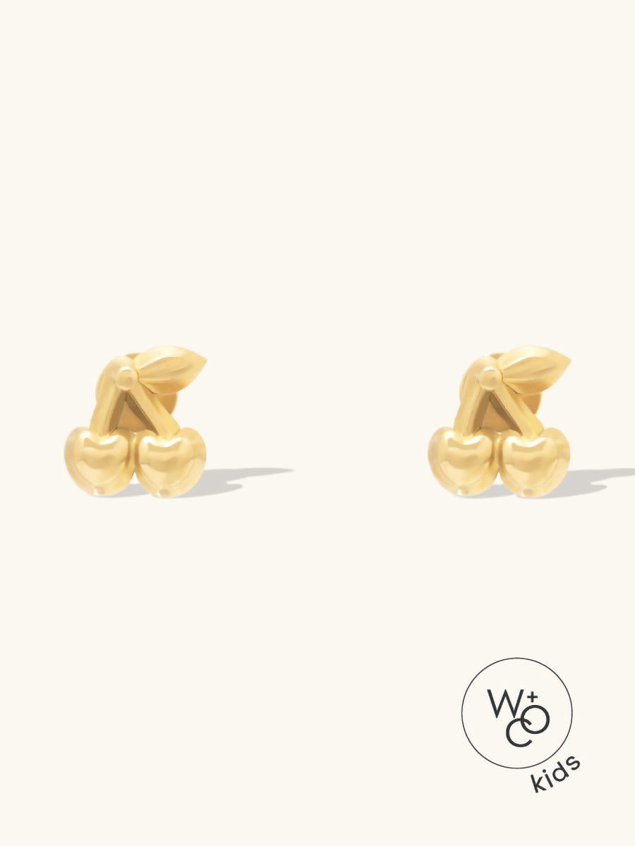 Cherry Gold Flat Back Earrings | Wanderlust + Co