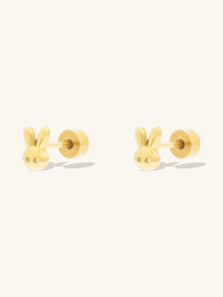 Bunny Gold Flat Back Earrings | Wanderlust + Co