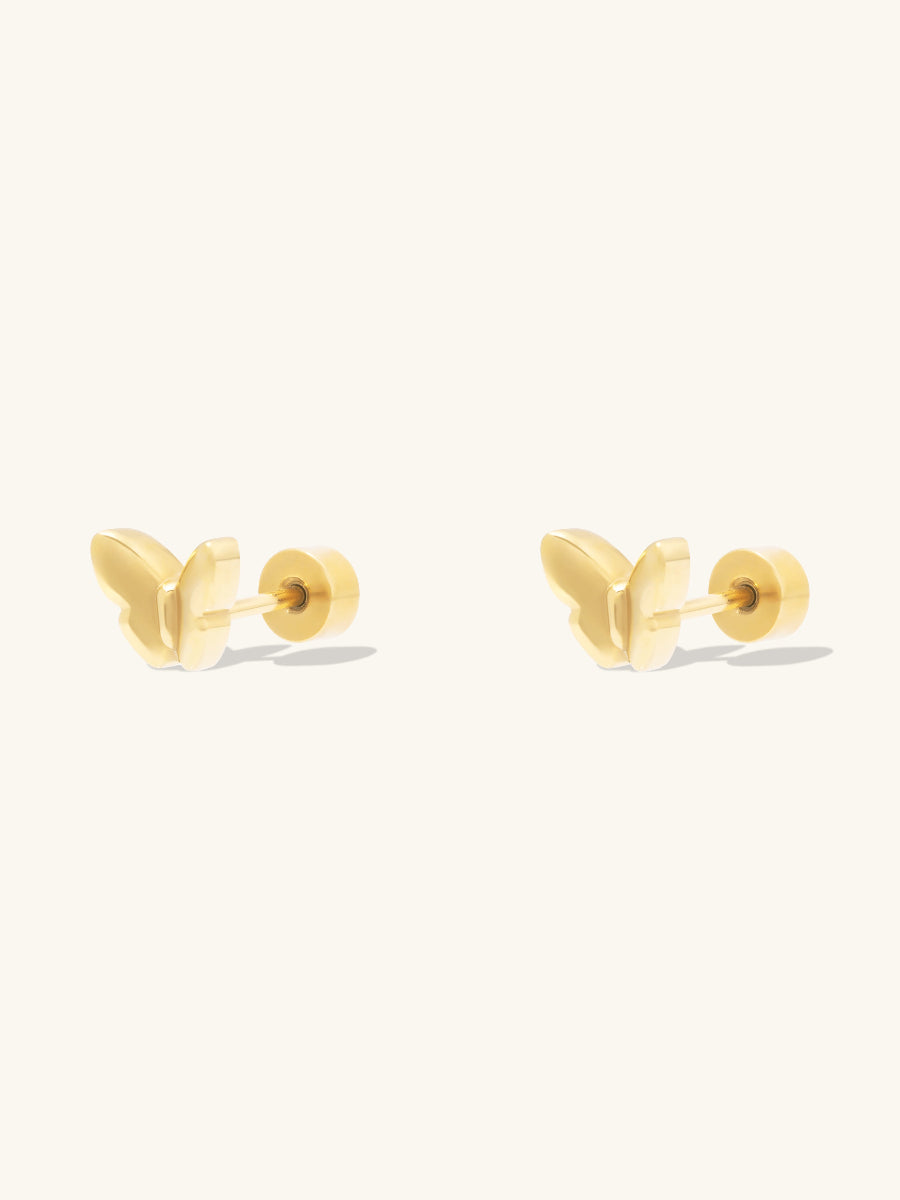Butterfly Gold Flat Back Earrings | Wanderlust + Co