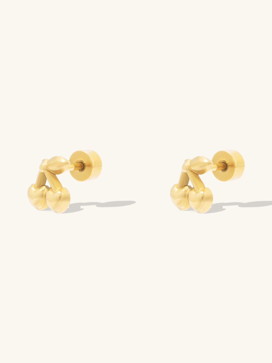 Cherry Gold Flat Back Earrings | Wanderlust + Co